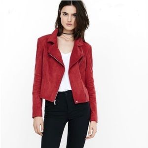 Express Red Moto Faux Suede Jacket | Size S